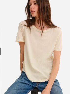 MATE the Label | Organic Cotton Classic Tee in Bone /Pale ButterYellow NWT S